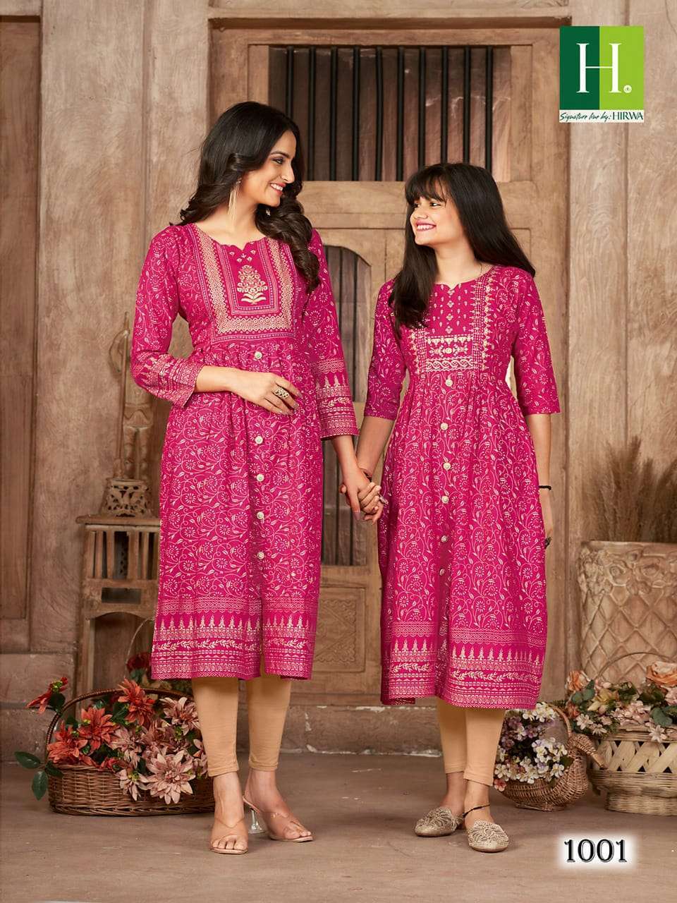 ME & MOM SERIES 1001 TO 1008 KURTI BY HIWA DESIGNER WITH PRINTED RAYON MOM AND DAUGHTER KURTI COMBO ARE AVAILABLE AT WHOLESALE PRICE
